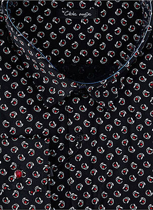 Chemise manches longues imprimé fantaisie noir LA CIBLE ROUGE homme