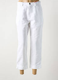 Pantalon 7/8 fermeture zippée sous rabat boutonné taille normale blanc LA CIBLE ROUGE femme