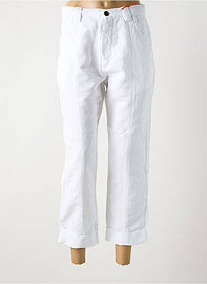 Pantalon 7/8 fermeture zippée sous rabat boutonné taille normale blanc LA CIBLE ROUGE femme