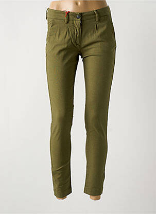 Pantalon chino fermeture zippée sous rabat boutonné taille normale vert LA CIBLE ROUGE femme
