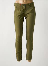 Pantalon chino fermeture zippée sous rabat boutonné taille normale vert LA CIBLE ROUGE femme