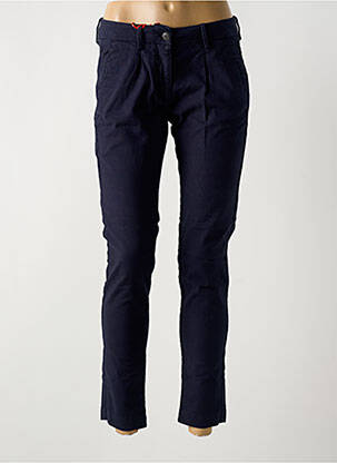 Pantalon chino fermeture zippée sous rabat boutonné taille normale bleu LA CIBLE ROUGE femme