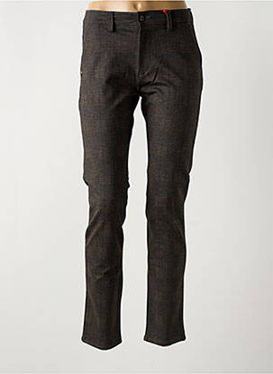 Pantalon chino fermeture zippée sous rabat boutonné taille normale marron LA CIBLE ROUGE femme
