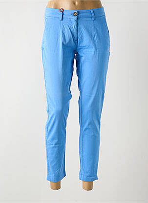 Pantalon 7/8 fermeture zippée sous rabat boutonné bleu LA CIBLE ROUGE femme