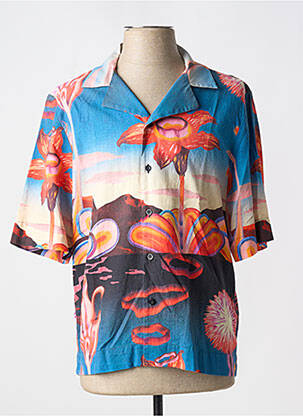 Chemise manches courtes col tailleur bleu EDWIN homme