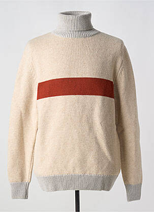 Pull col roulé stretch manches longues beige OLOW homme