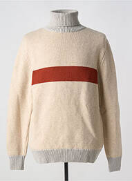 Pull col roulé stretch manches longues beige OLOW homme