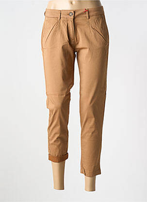 Pantalon 7/8 fermeture zippée sous rabat boutonné beige LA CIBLE ROUGE femme