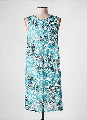 Robe mi-longue imprimé fleurs sans manche bleu LA FEE MARABOUTEE femme