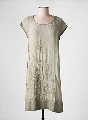 Robe mi-longue manches courtes manches courtes vert LA FEE MARABOUTEE femme