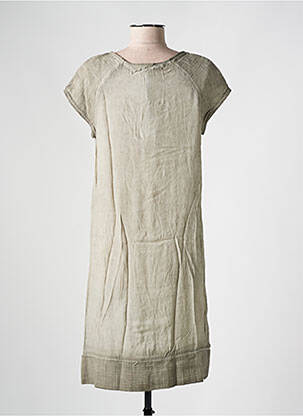 Robe mi-longue manches courtes manches courtes vert LA FEE MARABOUTEE femme