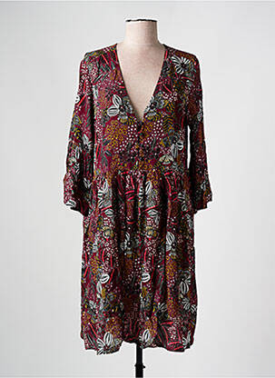 Robe mi-longue imprimé fantaisie manches longues violet IMPERIAL femme