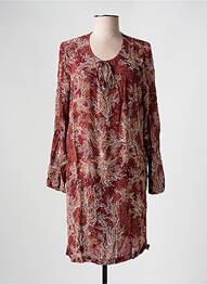 Robe mi-longue imprimé fleurs manches longues marron ESE O ESE femme