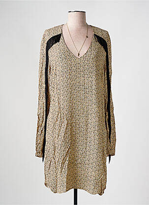 Robe mi-longue imprimé fantaisie manches longues noir SCOTCH & SODA femme