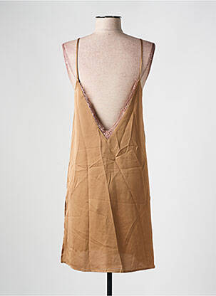 Tunique sans manche tissage crêpe marron IMPERIAL femme