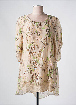Tunique manches longues col rond beige LA FEE MARABOUTEE femme