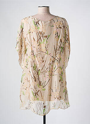 Tunique manches longues col rond beige LA FEE MARABOUTEE femme