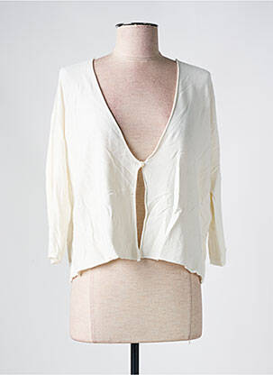 Gilet manches longues fermeture boutonnée sur le devant blanc LA FEE MARABOUTEE femme
