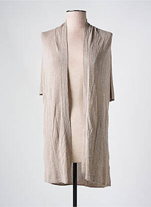 Gilet manches courtes maille fine beige LA FEE MARABOUTEE femme