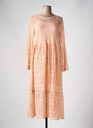 Robe mi-longue manches longues manches longues rose ANNA femme