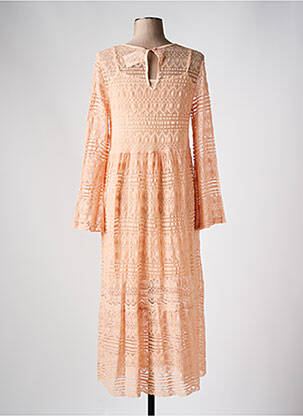 Robe mi-longue manches longues manches longues rose ANNA femme