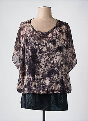 Top imprimé fantaisie manches courtes noir LA FEE MARABOUTEE femme