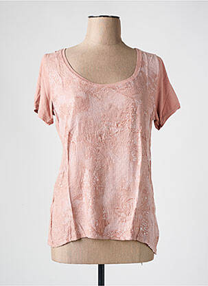 T-shirt coupe cintrée manches courtes rose LA FEE MARABOUTEE femme