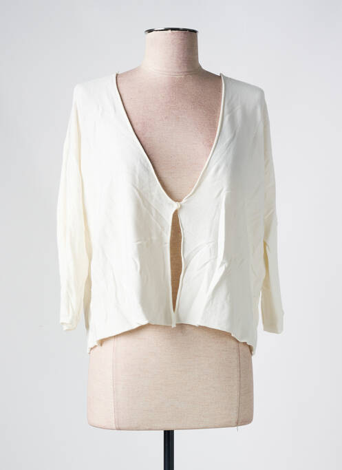 Gilet manches longues fermeture boutonnée sur le devant blanc LA FEE MARABOUTEE femme