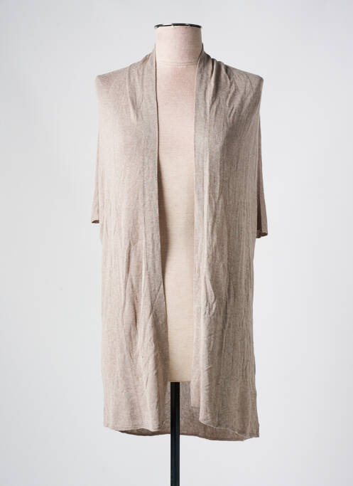 Gilet manches courtes maille fine beige LA FEE MARABOUTEE femme