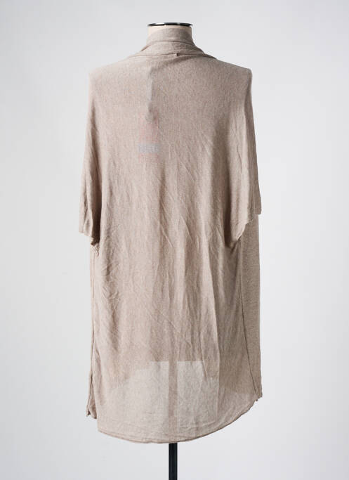 Gilet manches courtes maille fine beige LA FEE MARABOUTEE femme