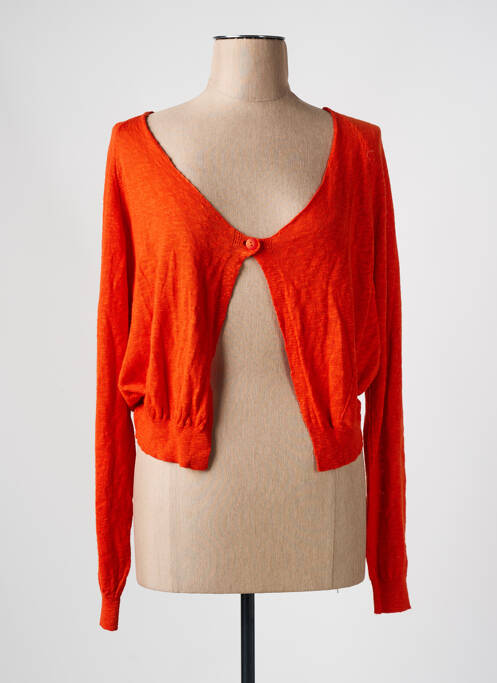 Gilet manches longues coupe cintrée orange LA FEE MARABOUTEE femme