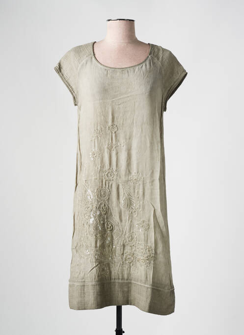 Robe mi-longue vert LA FEE MARABOUTEE pour femme