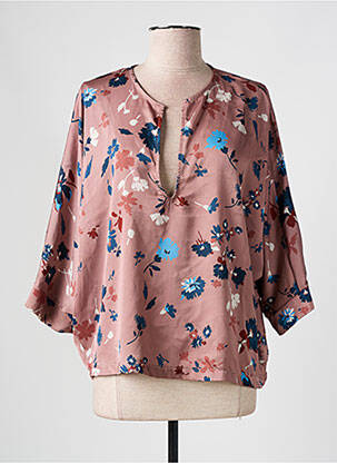 Blouse imprimé fleurs manches 3/4 rose PLEASE femme