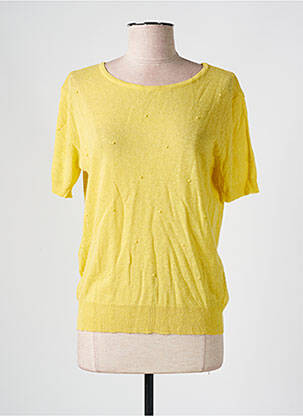 Pull stretch manches courtes jaune LA FEE MARABOUTEE femme
