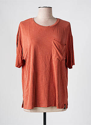 T-shirt coupe droite manches courtes orange SUPERDRY femme