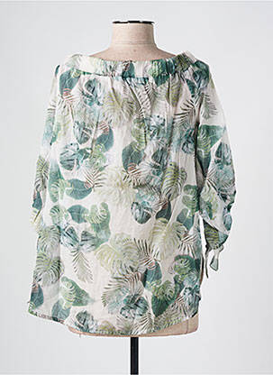 Blouse légère et transparente manches 3/4 vert PLEASE femme