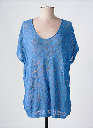 Pull col v manches courtes bleu ESE O ESE femme