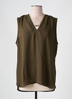 Top tissage crêpe sans manche vert SCOTCH & SODA femme