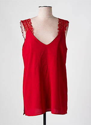 Top tissage crêpe sans manche rouge IMPERIAL femme