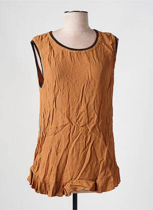 Top tissage crêpe sans manche marron PLEASE femme