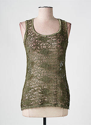 Top stretch sans manche vert GEISHA femme