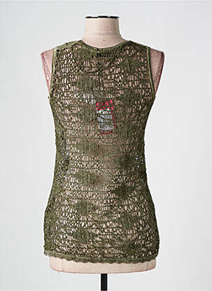 Top stretch sans manche vert GEISHA femme