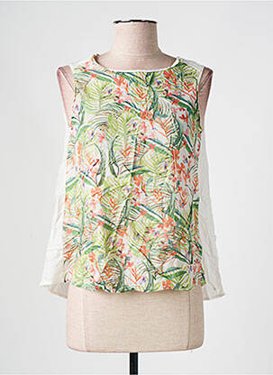 Blouse tissage popeline sans manche vert LA FEE MARABOUTEE femme