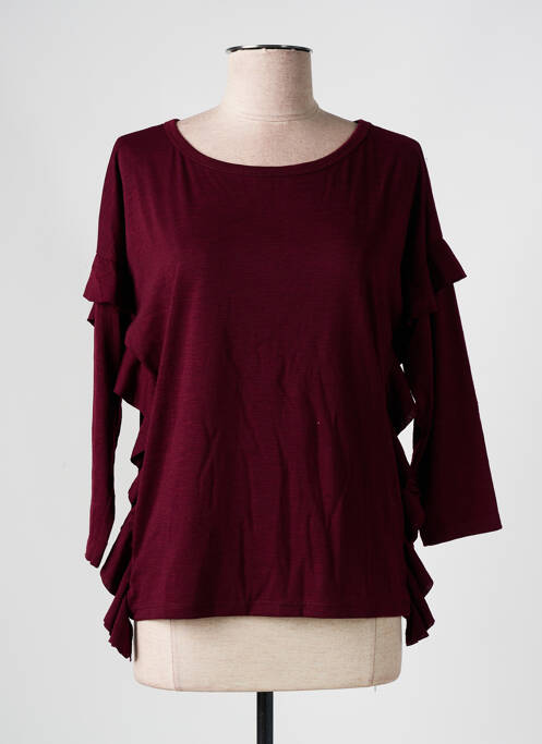 T-shirt coupe cintrée manches 3/4 rouge PLEASE femme