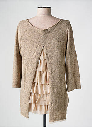 Pull tissage chiné manches 3/4 marron LA FEE MARABOUTEE femme