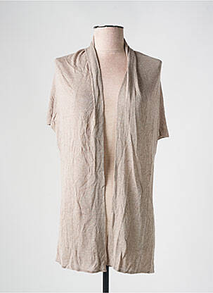 Gilet manches courtes maille fine beige LA FEE MARABOUTEE femme