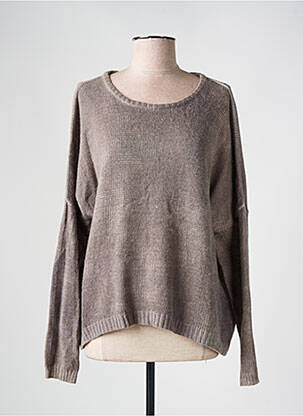 Pull col rond manches longues marron LA FEE MARABOUTEE femme