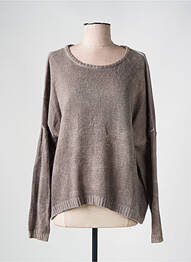 Pull finition bords-côtes manches longues marron LA FEE MARABOUTEE femme