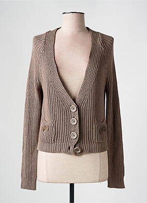 Gilet manches longues coupe cintrée marron LA FEE MARABOUTEE femme