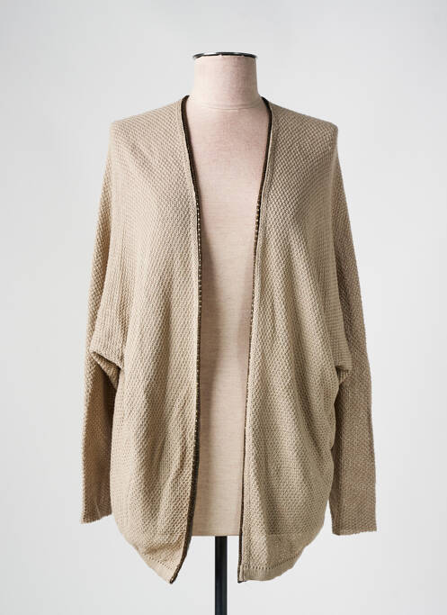 Gilet manches longues maille tricot marron LA FEE MARABOUTEE femme